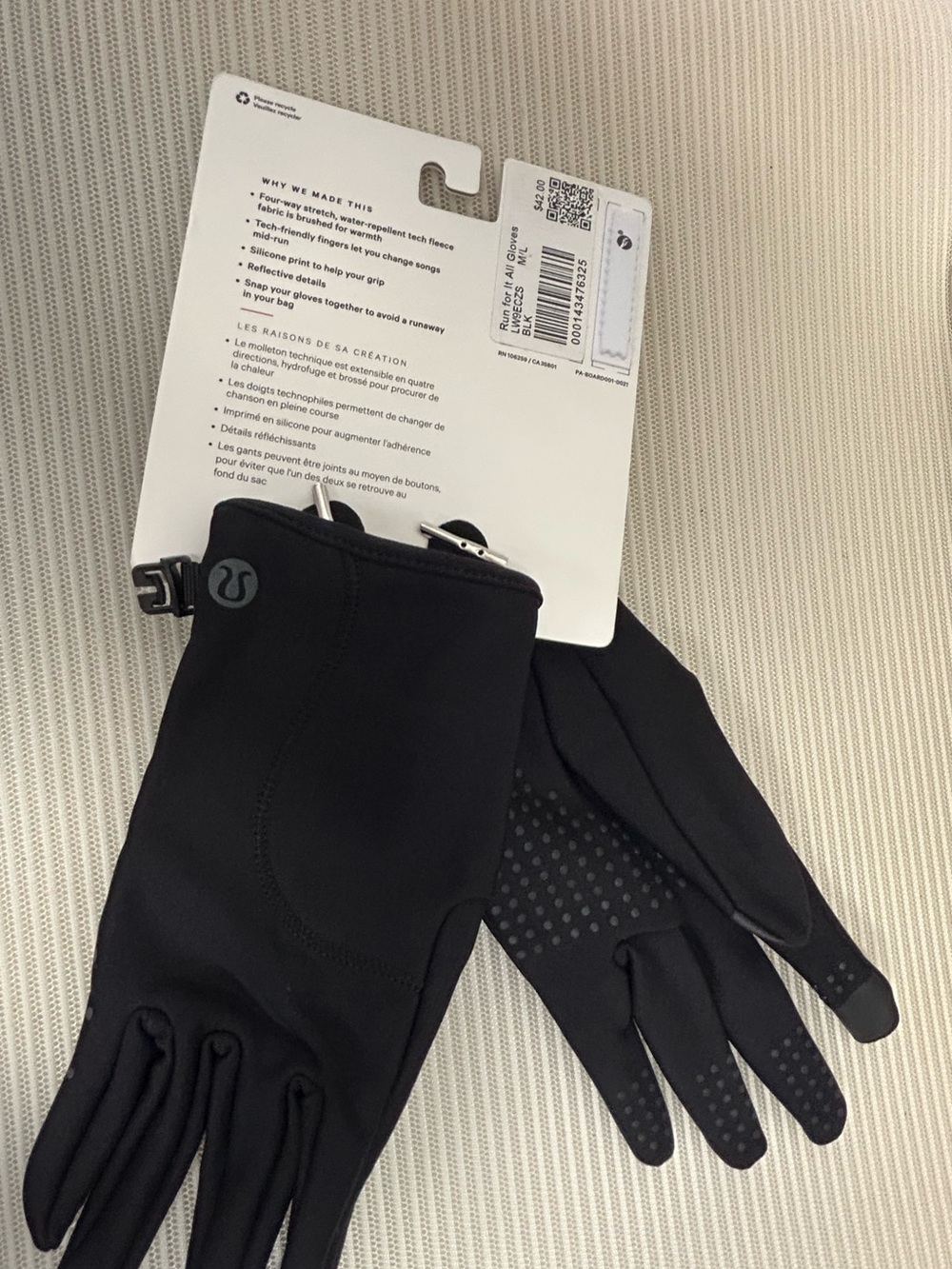 lululemon athletica Black Tech Grip Gloves